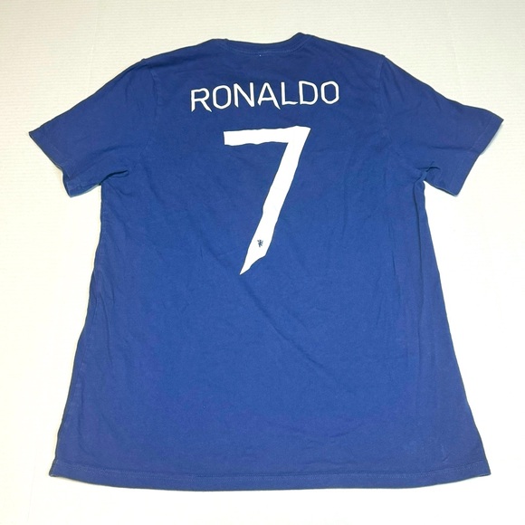 Cristiano Ronaldo 7 Manchester United Adidas boys L blue short sleeve tshirt - Picture 2 of 10